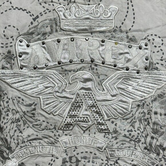 Vintage Avirex White Embroidered Long Sleeve Button Up Dress Shirt Men's XXL - Picture 15 of 16